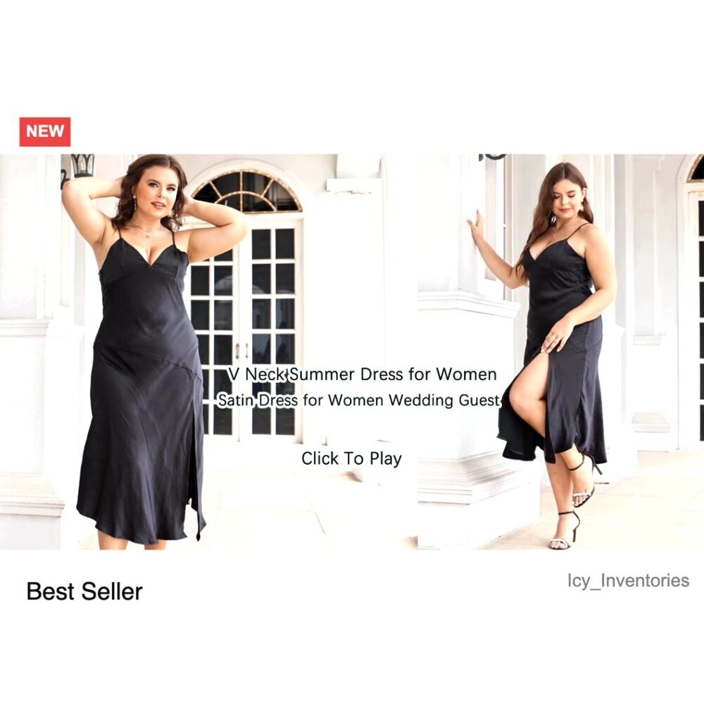 Satin Slip Midi Dress Elegant Wedding Guest Sexy Spaghetti Strap Backless - Picture 5 of 6
